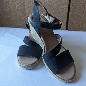 Dr. Scholl's Vanity Espadrille Wedge Sandal in Black Size 10